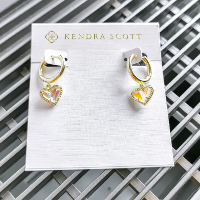 Kendra Scott Ari Heart Huggie Earrings Gold & Dichroic Glass