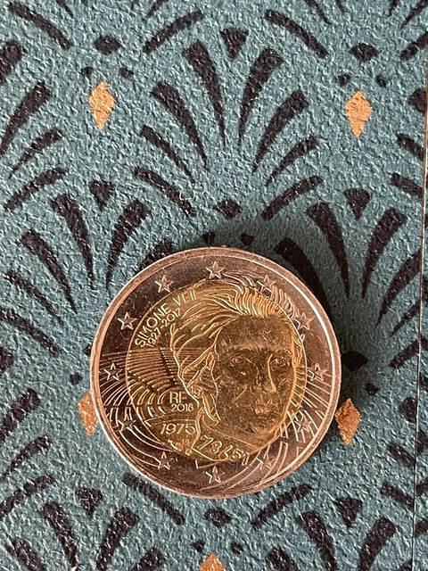 Pièce rare de 2 euros Simone Veil 1975 (1927-2017) Très bon état.