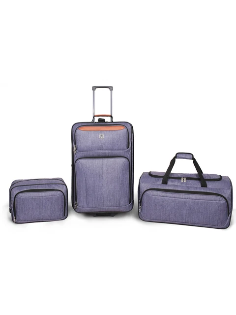 3pc Travel Checked Luggage Set softside 24" Check Bag 22" Duffel Boarding Tote