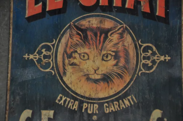 Vintage Savon Le Chat Marseille Savon Annonce Litho Boite Panneau, France 3