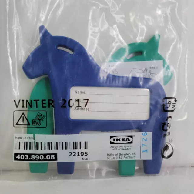 SET OF 2 IKEA Luggage Tags Hasthage Dala Horse Black Red NEW 11.95 PicClick