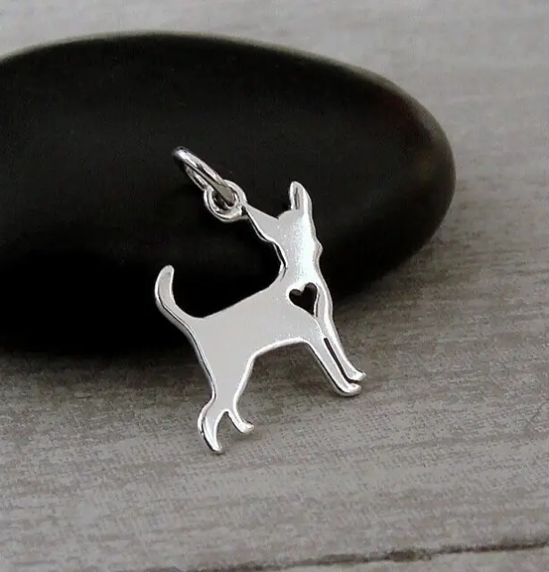 925 Sterling Silver Chihuahua Charm - Rat Terrier Charm - Puppy Dog Jewelry