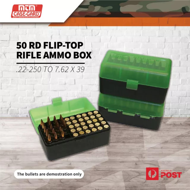 Mtm 50 Round Flip-top Rifle Ammo Box .22-250 To 7.62 X 39 #rs-s-50-16t