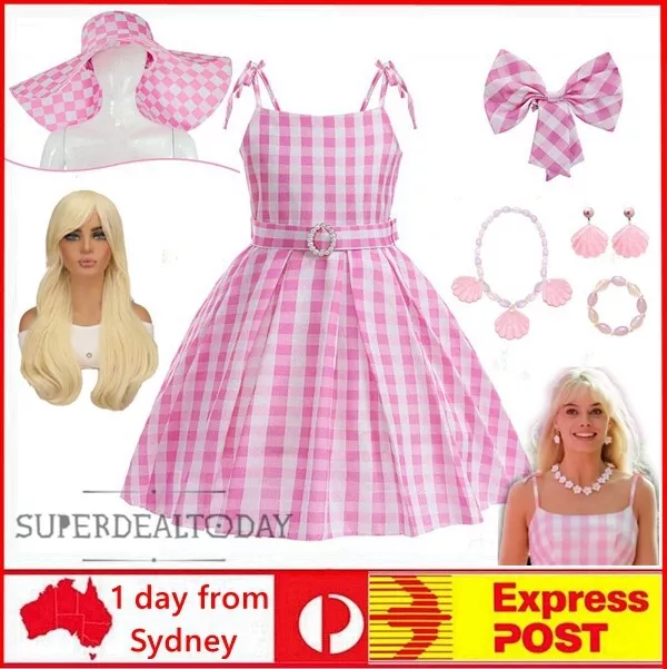 Girls Kids Barbie Costume Cosplay Book Week Birthday Halloween Party Dress Wig