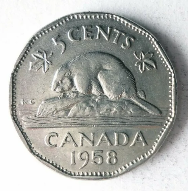 1958 CANADA 5 CENTS - High Quality Coin - FREE SHIP - Bin #312