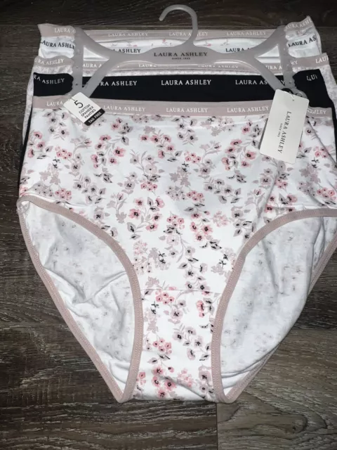 Laura Ashley Womens Brief Underwear Panties Floral 5-Pair Cotton