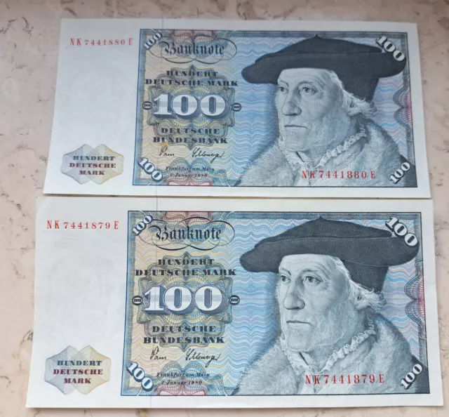 💰💰 100 DM Deutsche Mark Scheine Banknoten von 1980 Fortlaufend !! TOP !! 💰💰