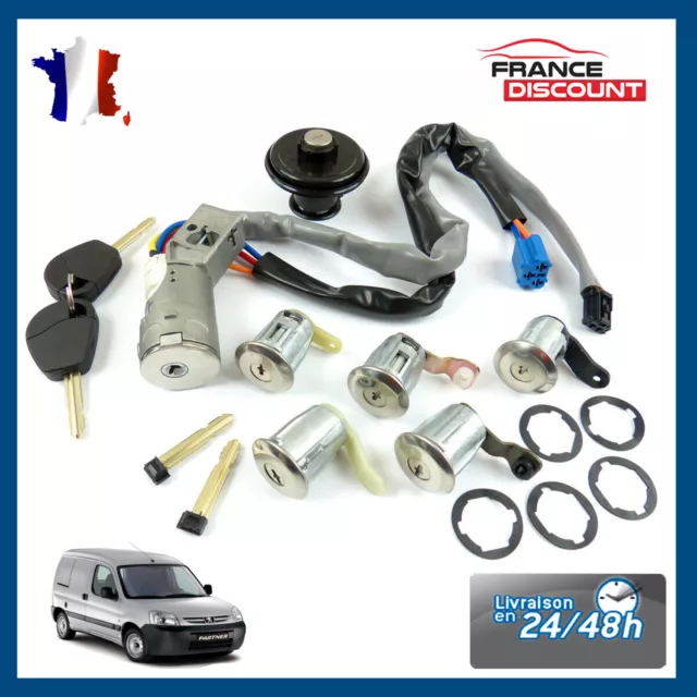 Kit serrure barillet bouchon reservoir bloque volant Partner & Berlingo de 02/08