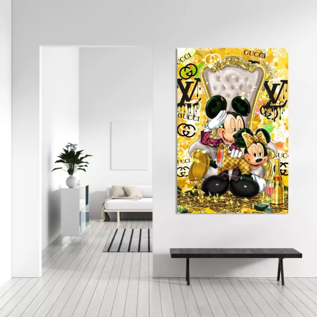 Wandbild Gold Mickey Mouse ,Pop Art Kunst Luxus Acrylglas Leinwand Poster Bilder 3