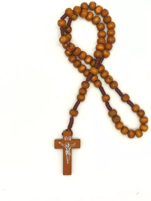 Brown Olive Wood Rosary Holy Land Handmade Gift Necklace Christian Mary Blessed