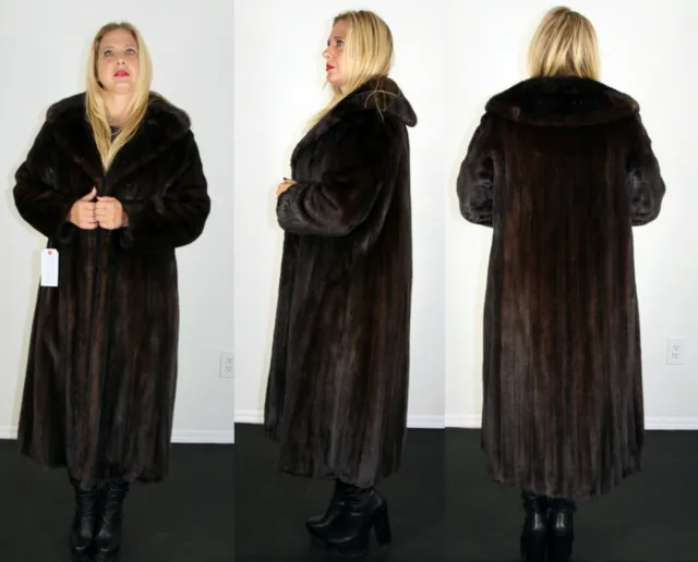 Mahogany Mink Fur Coat Sable Fur Collar Size Medium 6 8 M Efurs4less