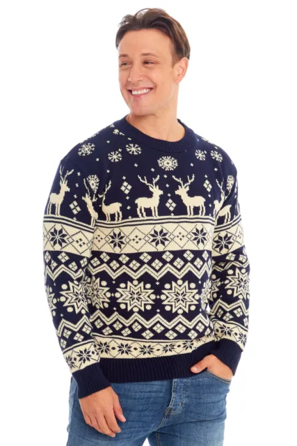 Christmas Men Women Xmas Novelty Merry Nordic Cream Present Jumper Sweater
