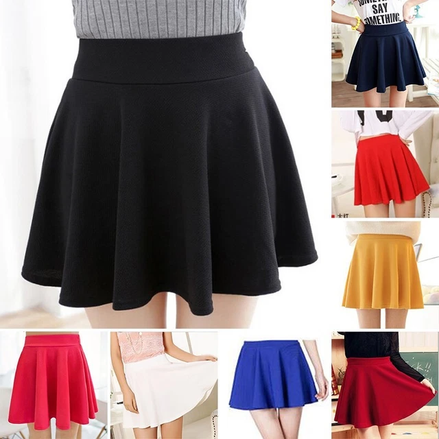 Donne Ragazze Vita Alta Pieghe Gonne Pattinatrice Casual Mini Pantaloncini Gonna