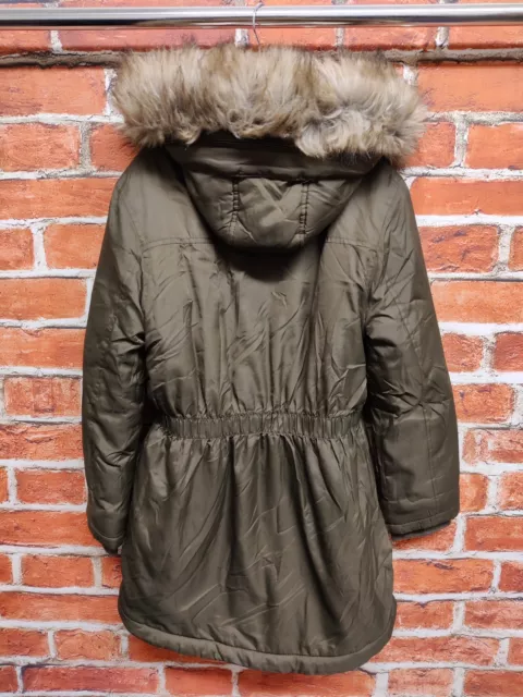 Giacca Parka Imbottita Ragazza Blu Zoo Età 11-12 Anni Cachi Imbottita Finitura Pelliccia 152Cm 2