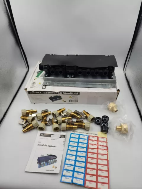 APOLLO 12 Port PEX Manifold 3/4" Inlets, 1/2" Outlets Shutoff Valves 6907912CP