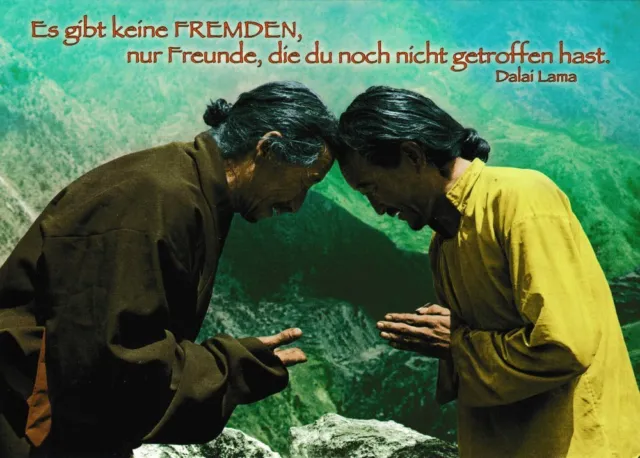 Buddhistische Postkarte "Es gibt keine Fremden, nur Freunde, die ..."