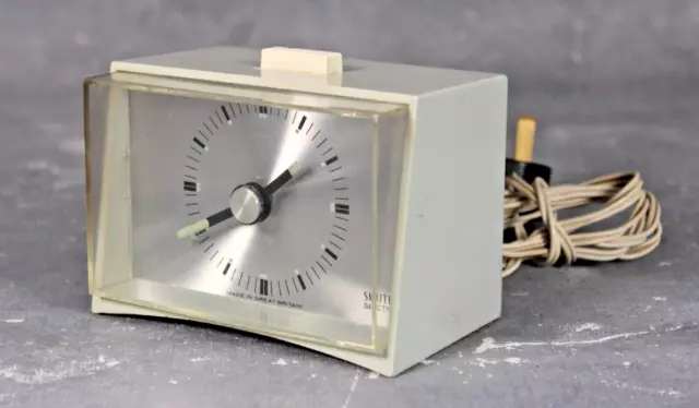 Vintage 1950s Smiths Sectric Pale Blue / Silver Rectangular Bedside Alarm Clock