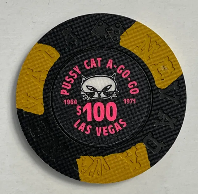 Pussy Cat A Go Go $100 Casino Chip Las Vegas Nevada Borland