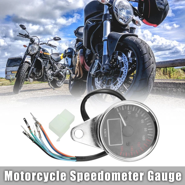 Motorcycle 0-160 Km/h Tachometer Single Gauge Meter Instrument Silver Tone