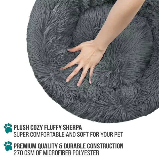 Plush Pet Bed Calming Donut Dog Bed Cat Bed Round Cuddler Nest Cushion Beds Mat 3
