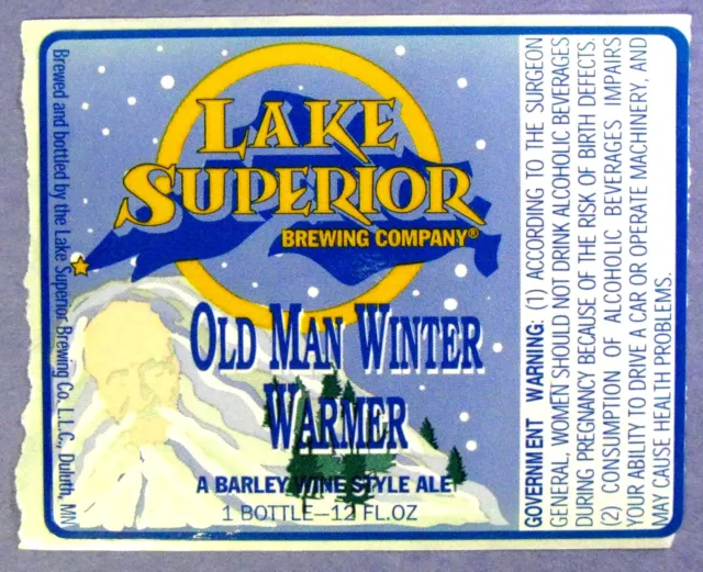 Lake Superior  OLD MAN WINTER WARMER beer label MN 12oz STICKER