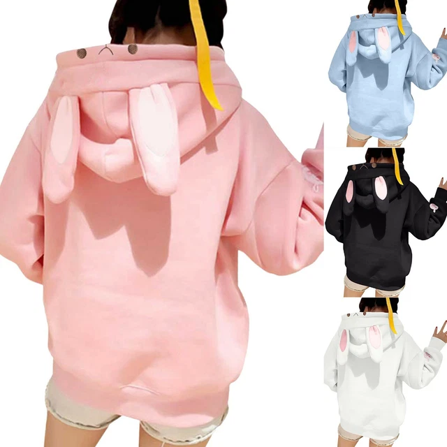 Women Rabbit Ears Pullover Top Hoodie Long Sleeve Blouse Loose Sweatshirt US