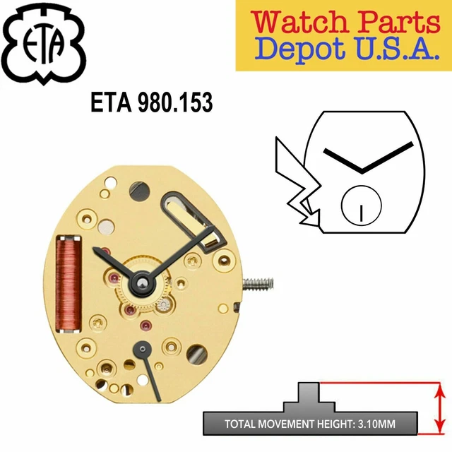 Watch accessories: ETA 976.001 movement 976001 quartz movement replaces cal1456 two needle movement - 1511