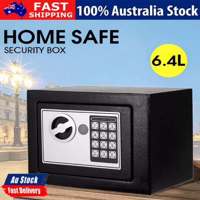 6.4L Solid Steel Safe Heavy Duty Fireproof Home Office Money Cash Valuables Box