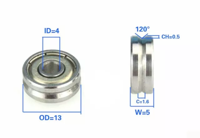 4mm Bore Bearing with 13mm  Pulley V Groove Track Roller Bearing 4x13x5mm