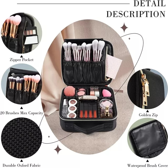 Joligrace Makeup Bag Cosmetic Case Vanity Travel Beauty Box Make Up Train Case H