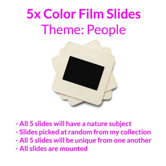 5x Color Film Slides -  Themed Around People  - Randomly Selected and Unique