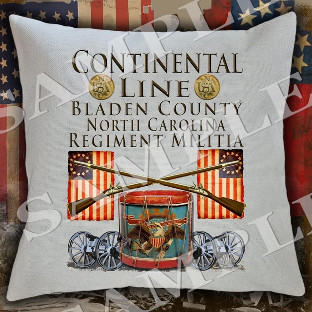 CONTINENTAL LINE NORTH Carolina Revolutionary War Themed Pillow sham