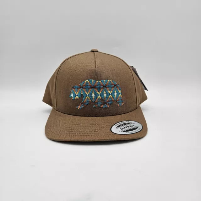 Pendleton Bear Embroidery Hat 5 Panel Snap-Back Cap Adjustable Taupe Brown GM133