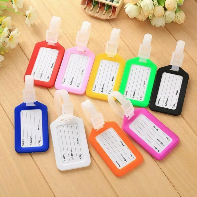 10X Travel Luggage Bag Tag Plastic Suitcase Baggage Office Name Address ID Label