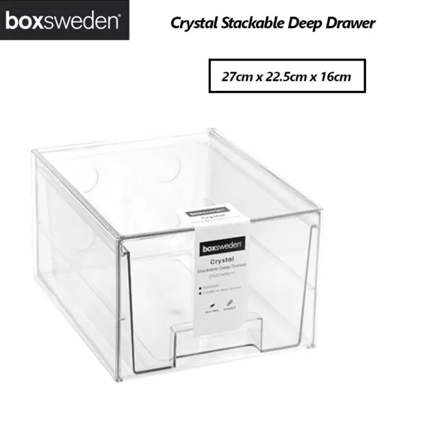Boxsweden Stackable Organiser Deep Drawer Kitchen Pantry Storage Container Box