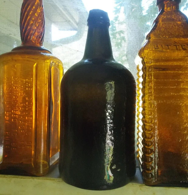 Sand Pontil H.ricketts Glass Works Bristol Patent Emb Blackglass Ale Bottle 1835
