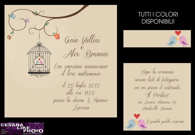 Partecipazioni Matrimonio Shabby Chic - Inviti Nozze Con Uccellini Su Carta Kraft, 10 Pezzi Personalizzabili - Foto 7