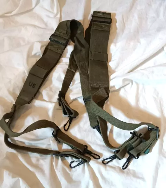 US ARMY Original M1944 US Army Combat webbing Suspenders WW2 - Korea NOS