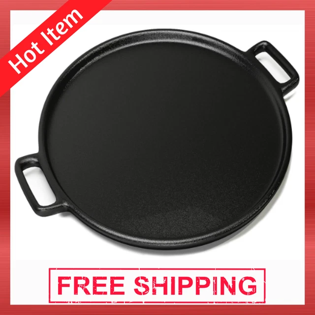 Pizza Pan Cast Iron Skillet Standard 14 Inch Wide Heavy Duty Stove Baking Tray