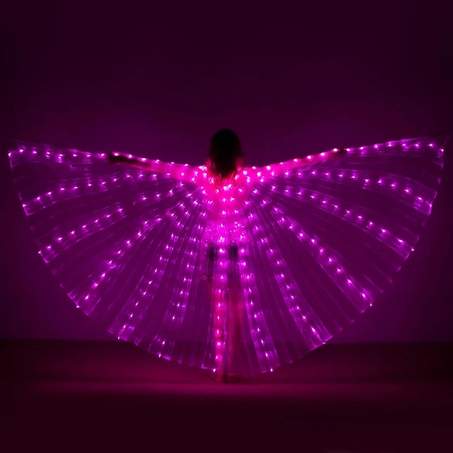 LED Lights Belly Dance Isis Wings - Bellydance Glow Angel Dance Wings with Teles