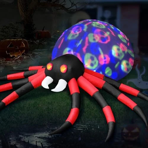 8 FT Halloween Inflatable Spider Outdoor Decorations for Yard, Giant Blow Up
