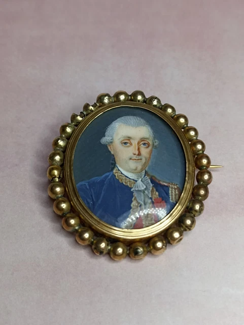 Broche Ancienne Or 9 et 18 Carats Époque 18eme avec miniature