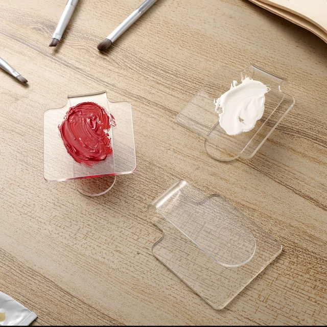 Palette Trucco Acrilico Trasparente 18x11cm Con Spatola - Tavolozza Miscelazione Fondotinta Pieghevole - Foto 9