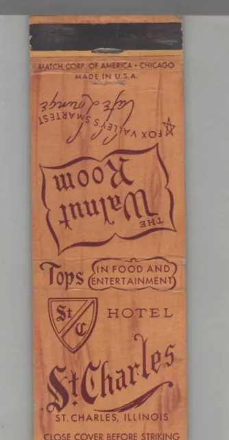 Matchbook Cover St. Charles Hotel St. Charles, IL