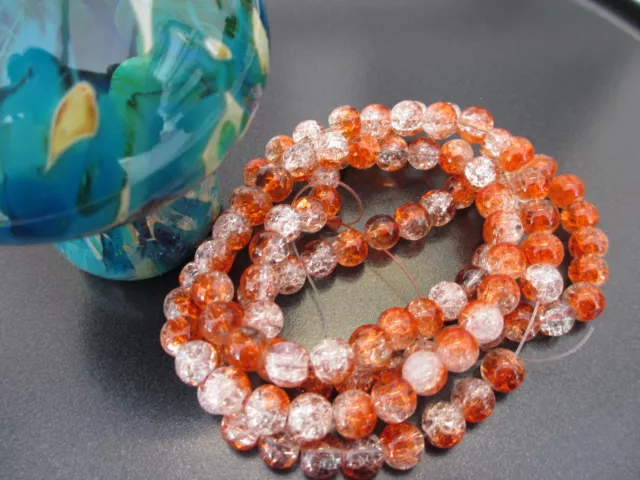 Beautiful Crackle Round Glass Beads In Variation Sizes & Colours UK Seller