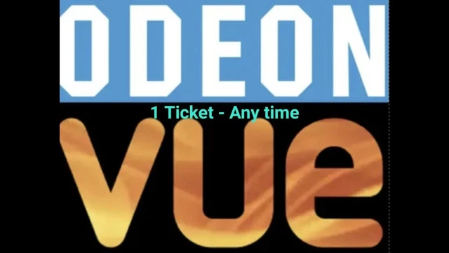 1 x Odeon or Vue Cinema Ticket Any time/day including Luxe - Expires 30/04/2024