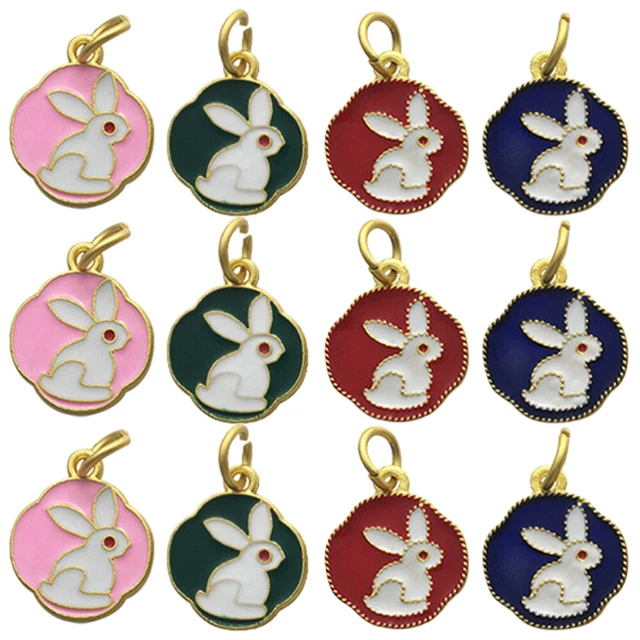 12 piezas Colgante de conejo Llavero Hágalo usted mismo Colgante de conejo Accesorios de joyería
