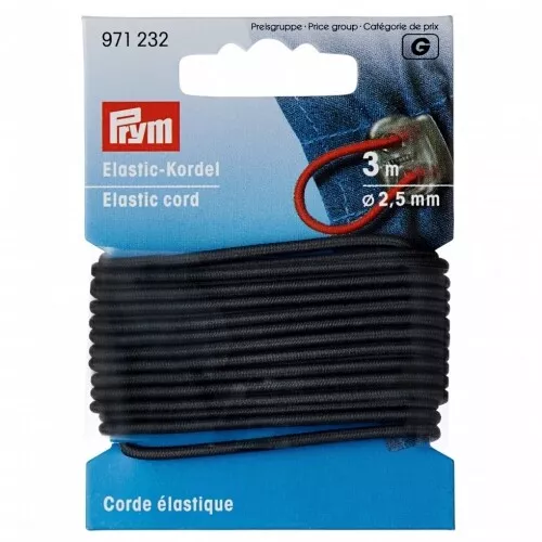 Prym 2.5mm Round Elastic Cord Grey - per pack