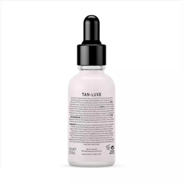 Tan Luxe SUPER GLOW Bronceado Falso 30 ml FPS 30 Autobronceador Cuidado de la Piel Libre de Toxinas Vegano 2