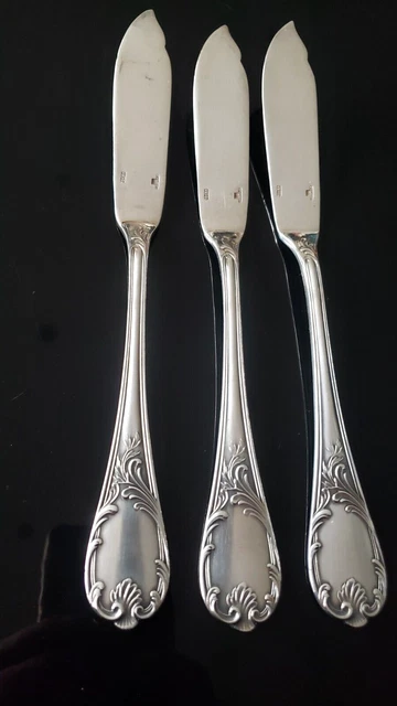 3 couteaux à poisson Christofle Marly métal argenté très bel état (L68/9/22)